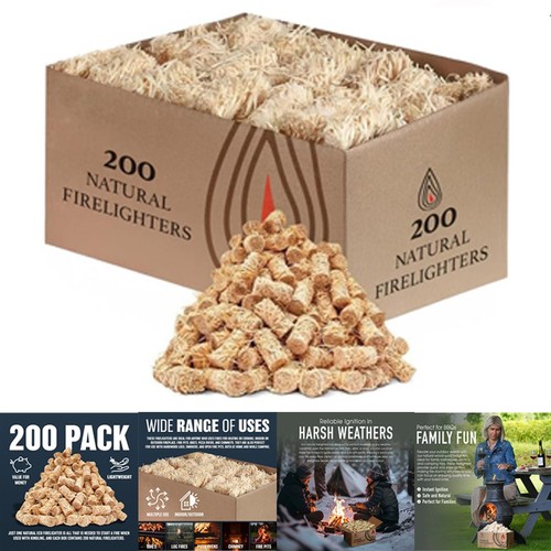200 pack natural firelighters - pack,