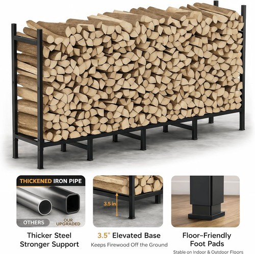 Metal firewood log - log, rack