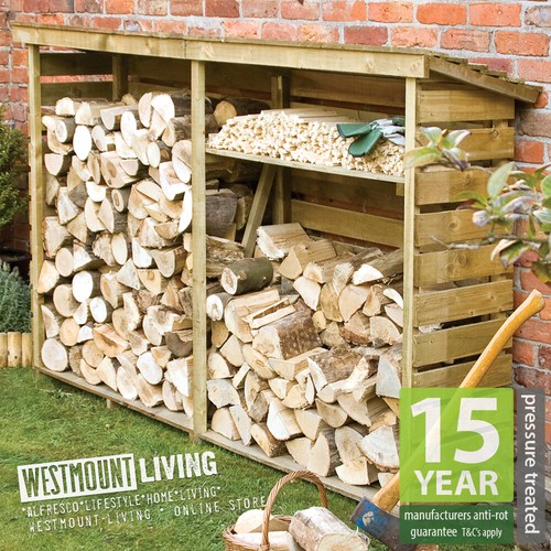Treated wooden log store - treated,