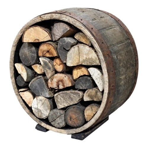 Reclaimed whisky barrel log - whisky,