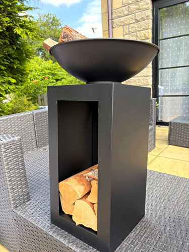 Black metal outdoor wood fire - black,